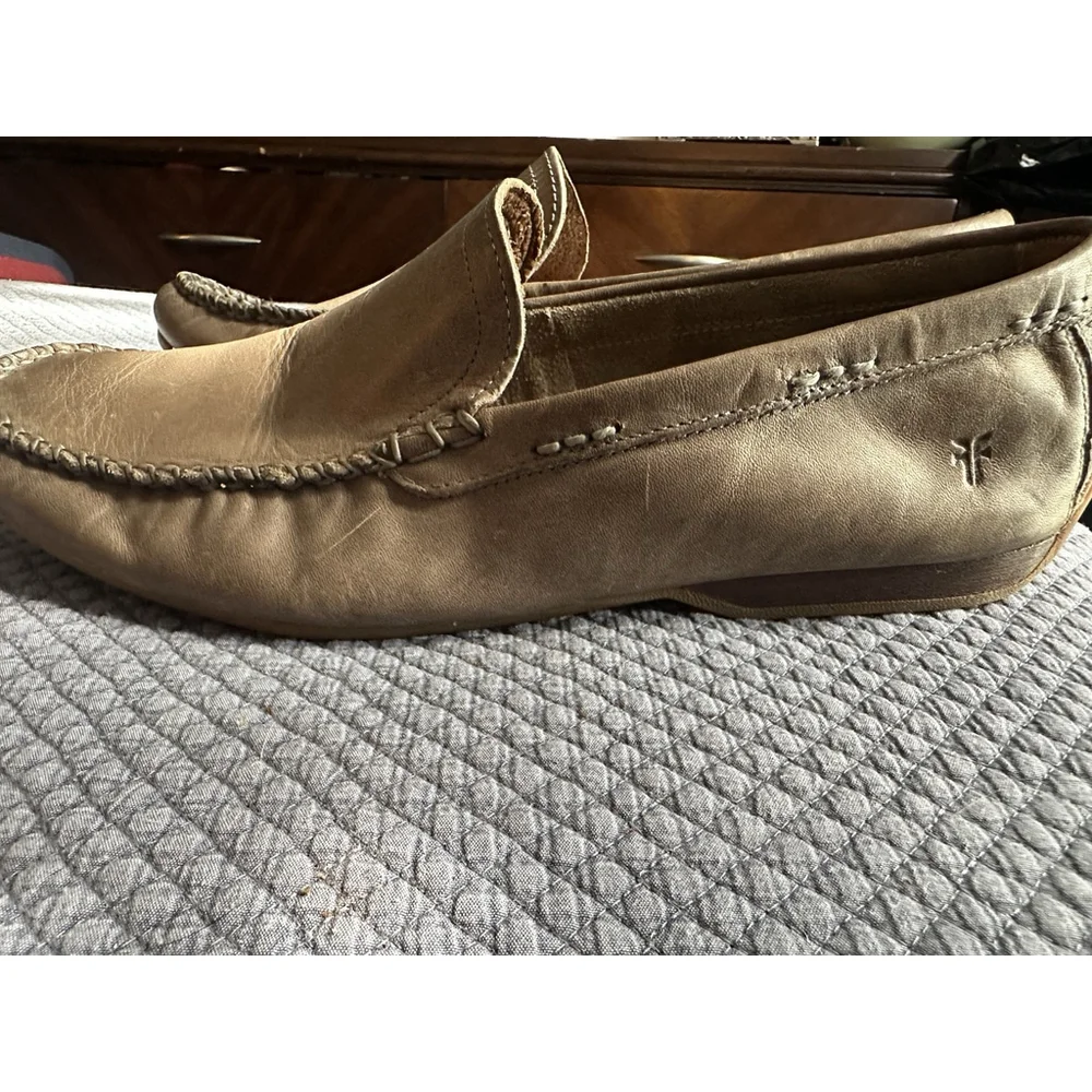 Frye Mens Tan Leather 9 D Driving Moccasin Loafers